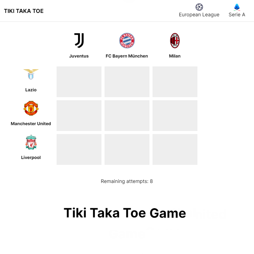 Tic Tac Toe Football - Play Tic Tac Toe Football On Rankdle